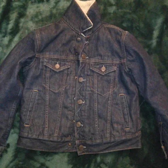GAP Denim Sherpa Icon Jean Jacket Boys Sz M / 8 - Picture 2 of 14